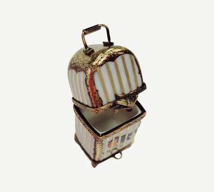 Bird in Cage Limoges Box Porcelain Limoges parakeets bird garden home French Trinket Box