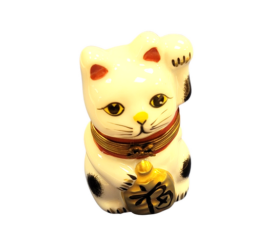 Charming China Cat Figurine Porcelain Limoges cat travel world French Trinket Box