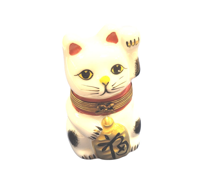 Charming China Cat Figurine Porcelain Limoges cat travel world French Trinket Box
