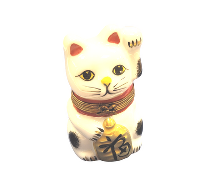 Charming China Cat Figurine Porcelain Limoges cat travel world French Trinket Box