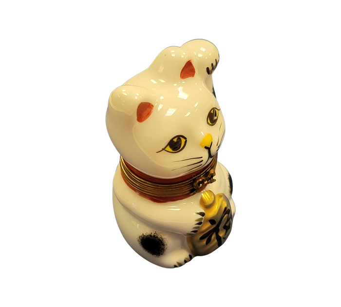 Charming China Cat Figurine Porcelain Limoges cat travel world French Trinket Box