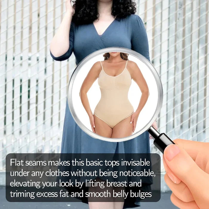 Seamless firm-control cupless thong smoothing shapewear bodysuit