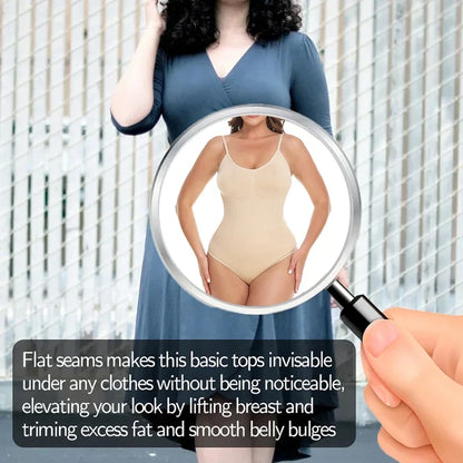 Seamless firm-control cupless thong smoothing shapewear bodysuit