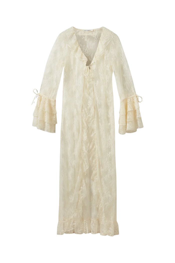 Sofie Schnoor Anastasiasw Lace Robe S262300 in off-white by Sofie Schnoor, shop Sofie Schnoor at Dotique