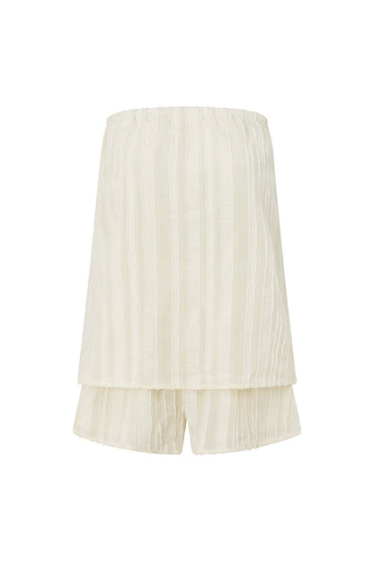 Cream Textured Stripe Strapless Sophie Playsuit