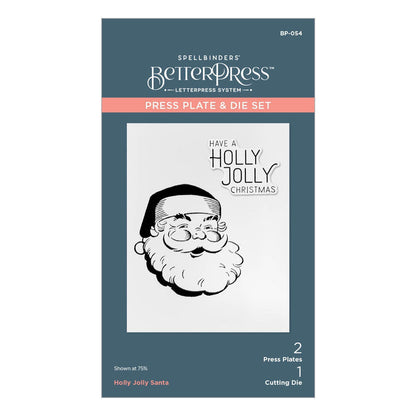 Spellbinders BetterPress Letterpress Press Plates & Die Set - Holly Jolly Santa