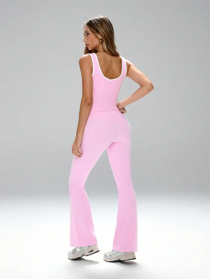 SPORTS BRA WITH CRISS-CROSS FRONT FLARE LEGGING