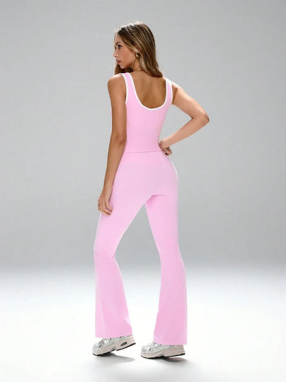 SPORTS BRA WITH CRISS-CROSS FRONT FLARE LEGGING