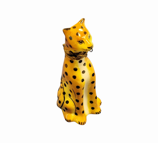 Leopard Limoges Box Figurine Porcelain Limoges French Trinket Box