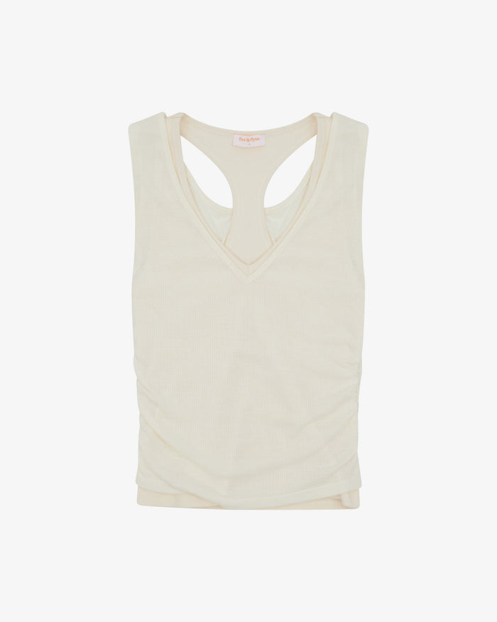 SS LAYERED RACER BACK TANK - Cream