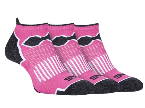 Storm Bloc Womens Breathable Padded Trainer Socks 3 Pack | Fluro