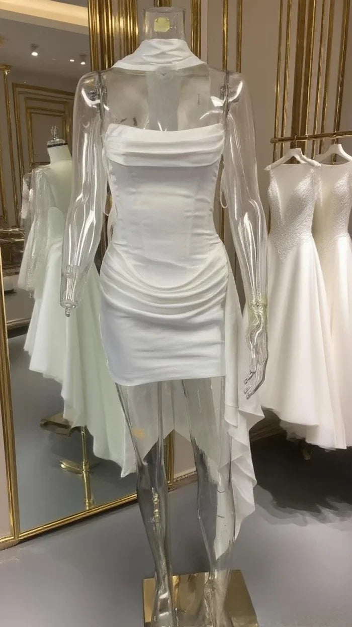 Strapless corset dress with scarf accessory uk-ftf