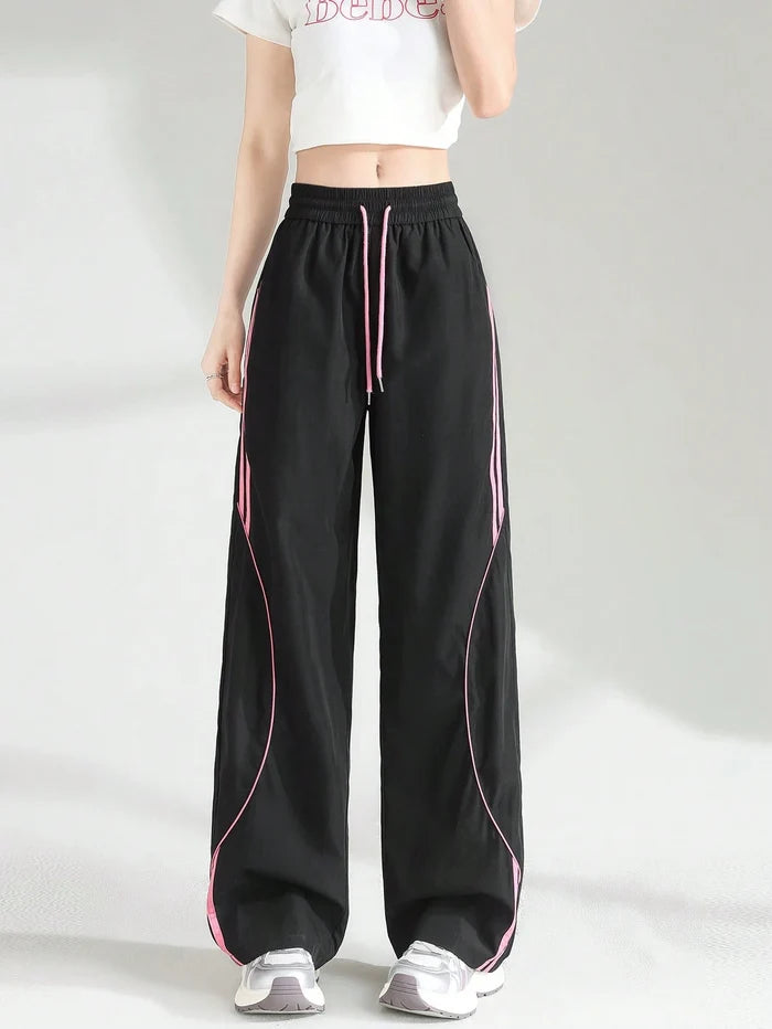 STRIPED STRAIGHT LEG LOOSE CARGO PANTS