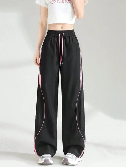 STRIPED STRAIGHT LEG LOOSE CARGO PANTS