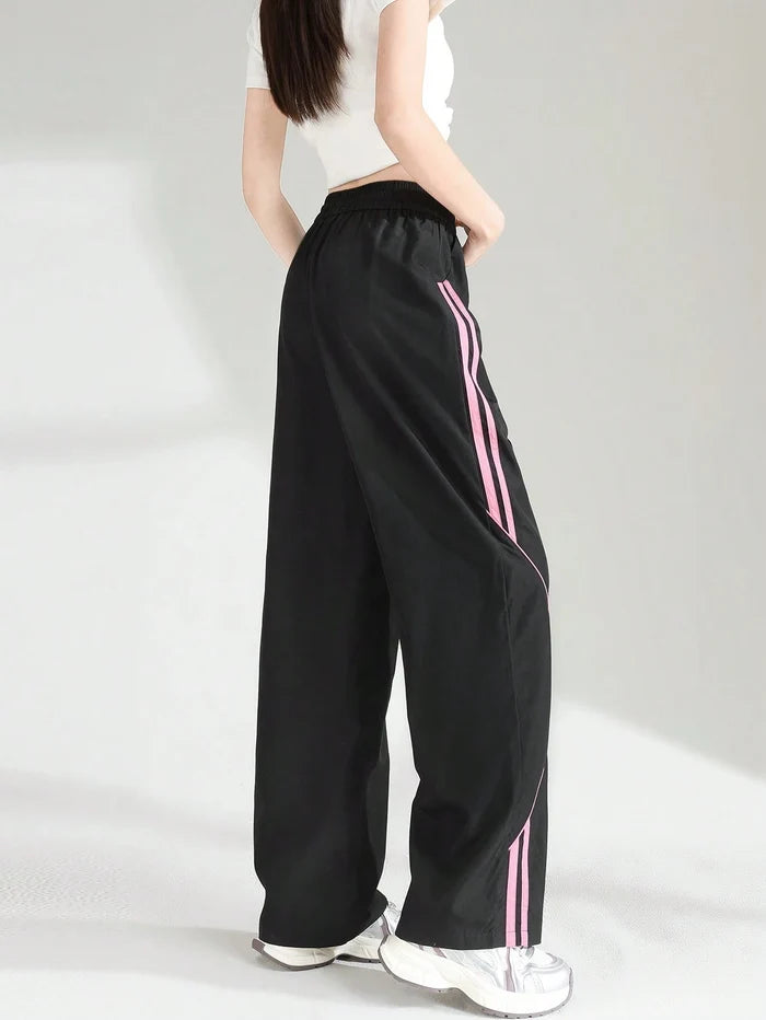 STRIPED STRAIGHT LEG LOOSE CARGO PANTS