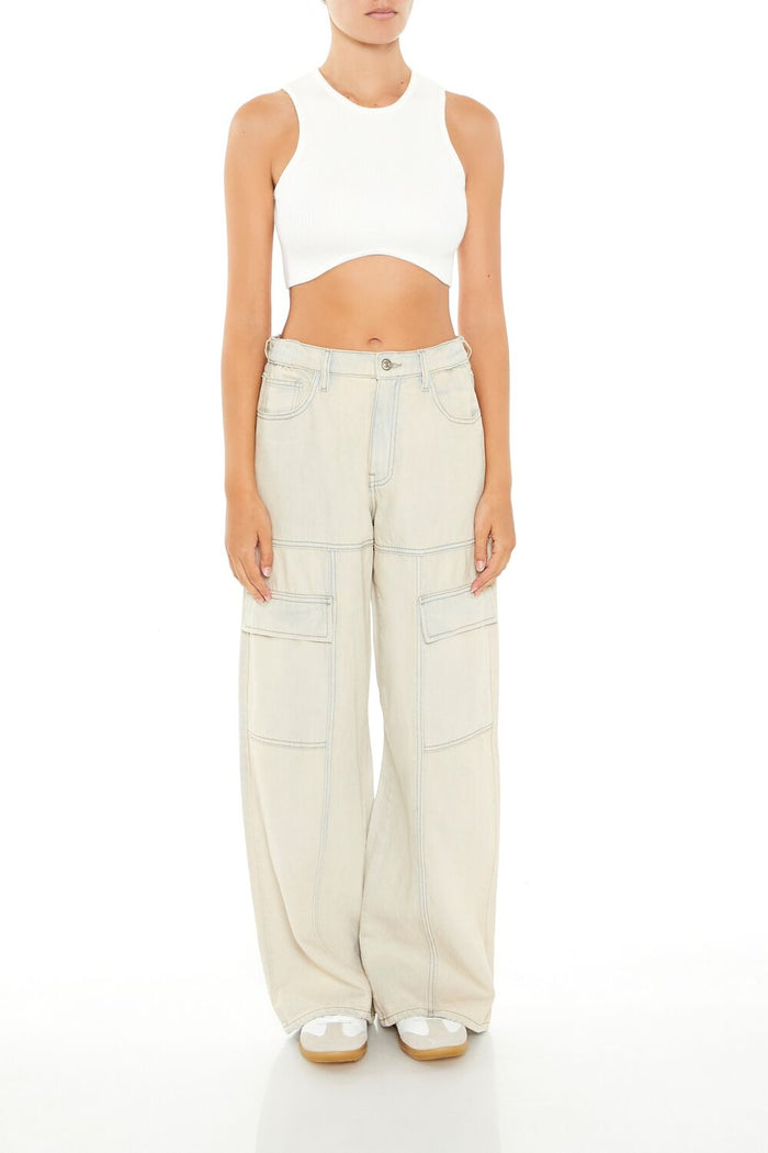 Sweater-Knit Curve-Hem Crop Top
