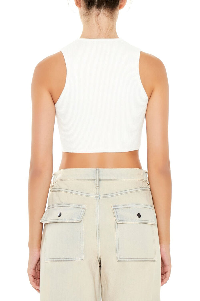 Sweater-Knit Curve-Hem Crop Top
