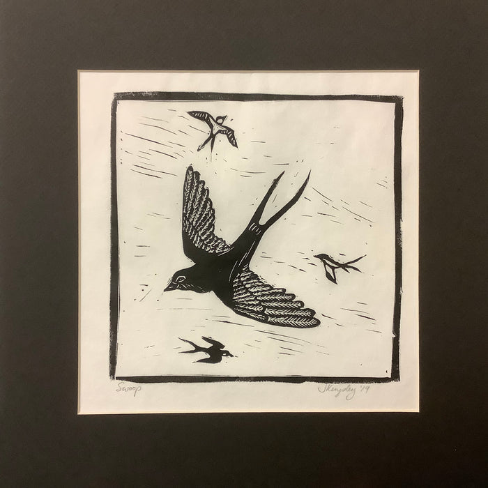 “Swoop” Rubber Block Print Matted