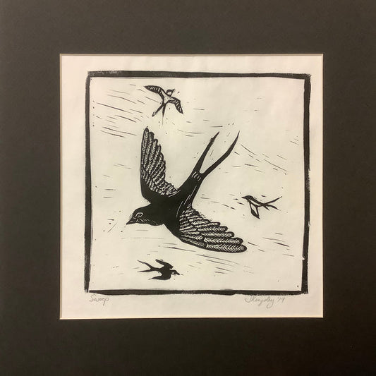 “Swoop” Rubber Block Print Matted