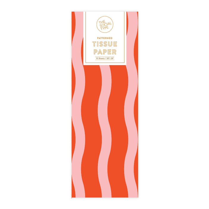 Tangy Red Fussy Stripe Tissue Paper