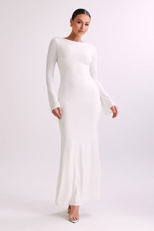 Tarna Slinky Fishtail Maxi Dress - Ivory