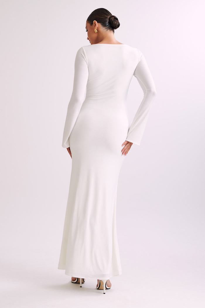 Tarna Slinky Fishtail Maxi Dress - Ivory