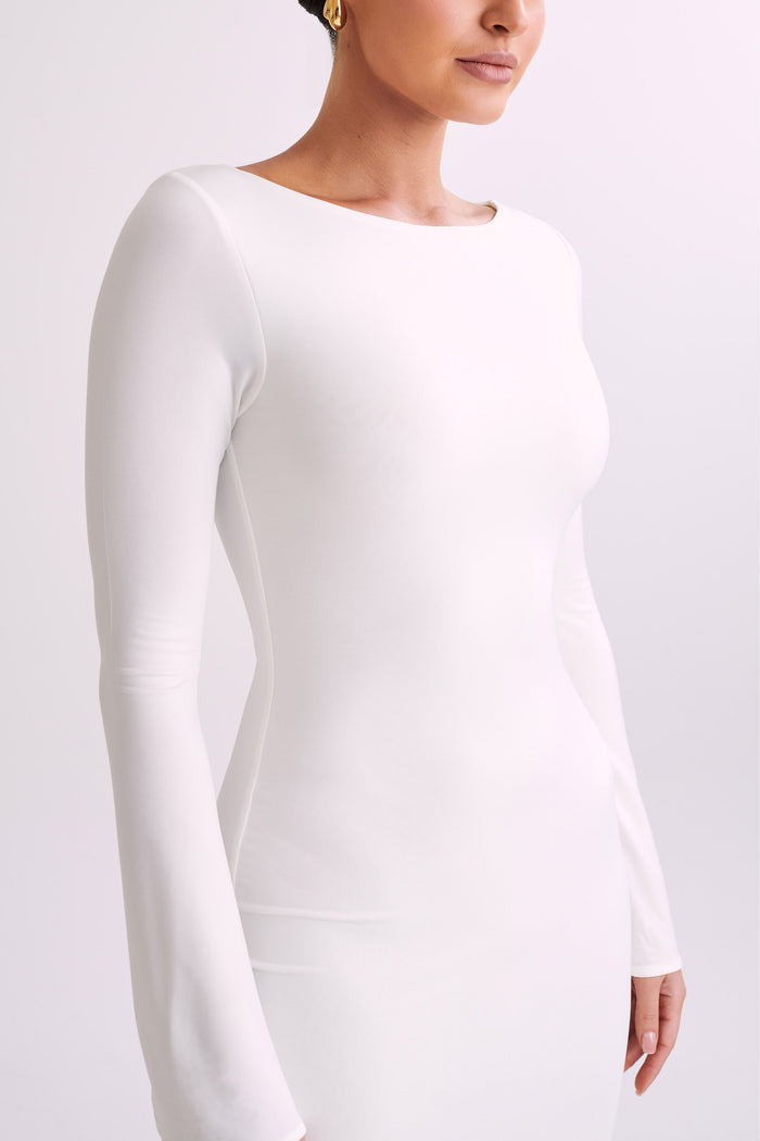 Tarna Slinky Fishtail Maxi Dress - Ivory