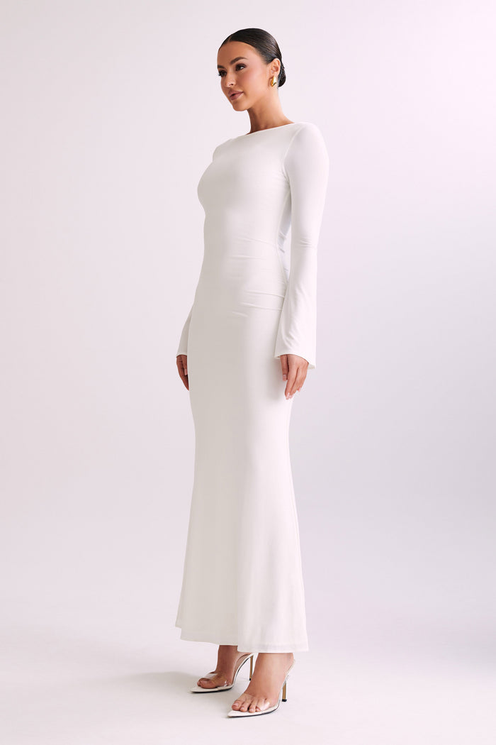 Tarna Slinky Fishtail Maxi Dress - Ivory