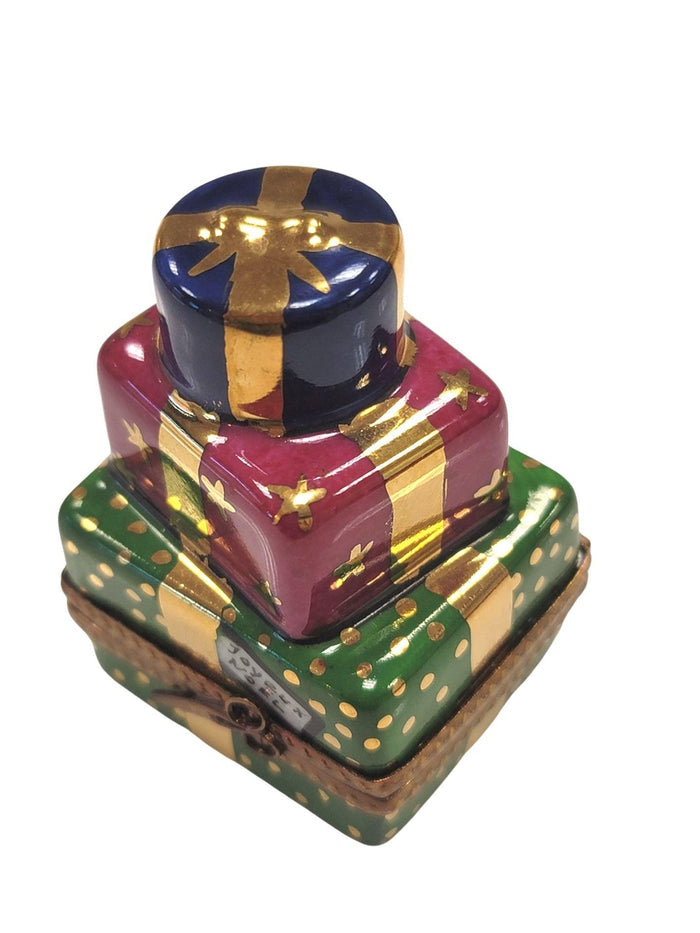 Christmas Teddy Bear Gift Box Porcelain Limoges xmas theme teddy French Trinket Box