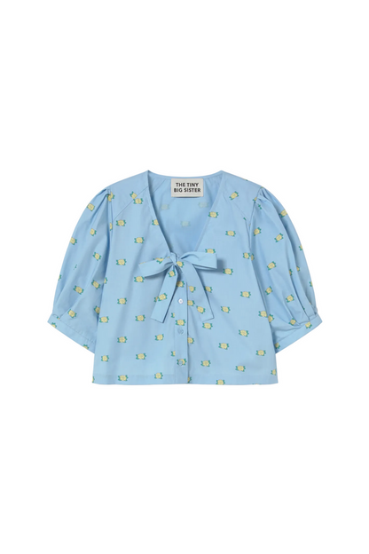 Tiny Big Sister floral bow blouse in soft cotton. Pretty, lightweight and perfect for everyday summer styling. Shop at Dotique.