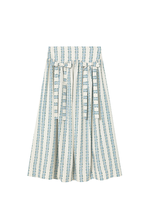 Tiny Big Sister floral striped skirt in a soft, flowing fabric. Light, flattering and easy to wear for spring and summer. Shop at Dotique.