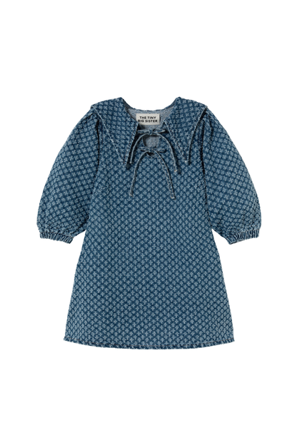 Tiny Big Sister puff sleeve denim dress in soft 100% cotton. A flattering, easy-to-wear summer style. Shop at Dotique.
