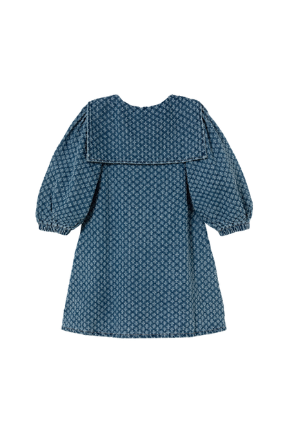 Tiny Big Sister puff sleeve denim dress in soft 100% cotton. A flattering, easy-to-wear summer style. Shop at Dotique.