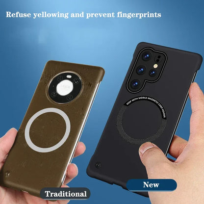 Two hands holding a phone with a ring on it
