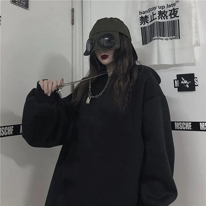 Black unisex solid color pocket hoodie polyester casual sports kangaroo pocket FTF Market UK