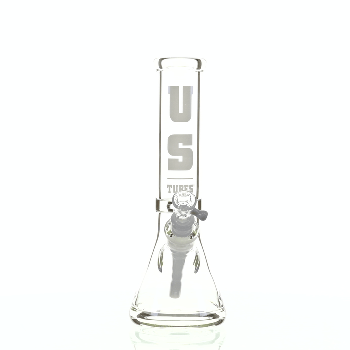 US TUBES 10 inch Beaker Waterpipe with White Logo - Premium Glass Rig