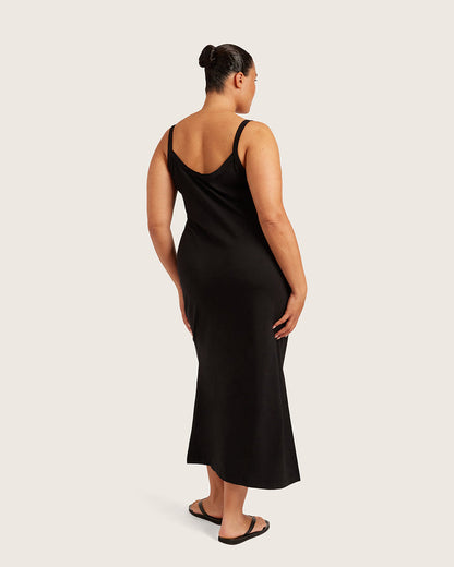 V-Neck Slip Dress - Black