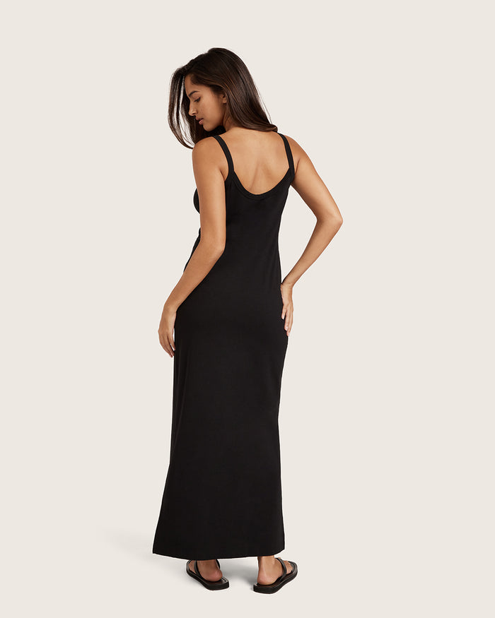 V-Neck Slip Dress - Black