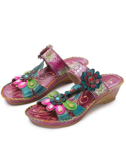 Valery Retro Floral Embossing Slippers