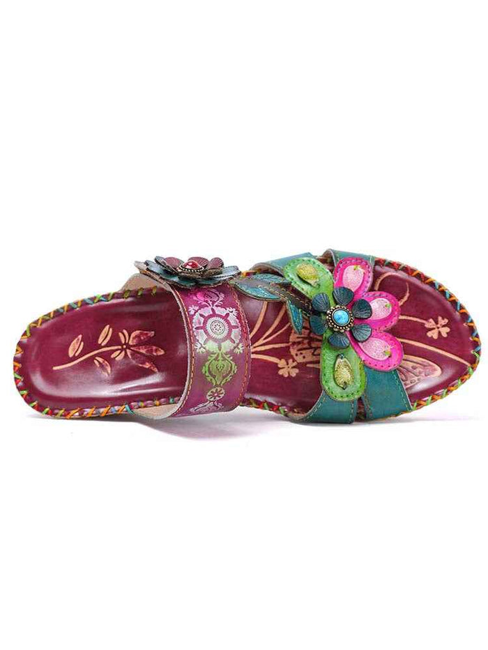 Valery Retro Floral Embossing Slippers