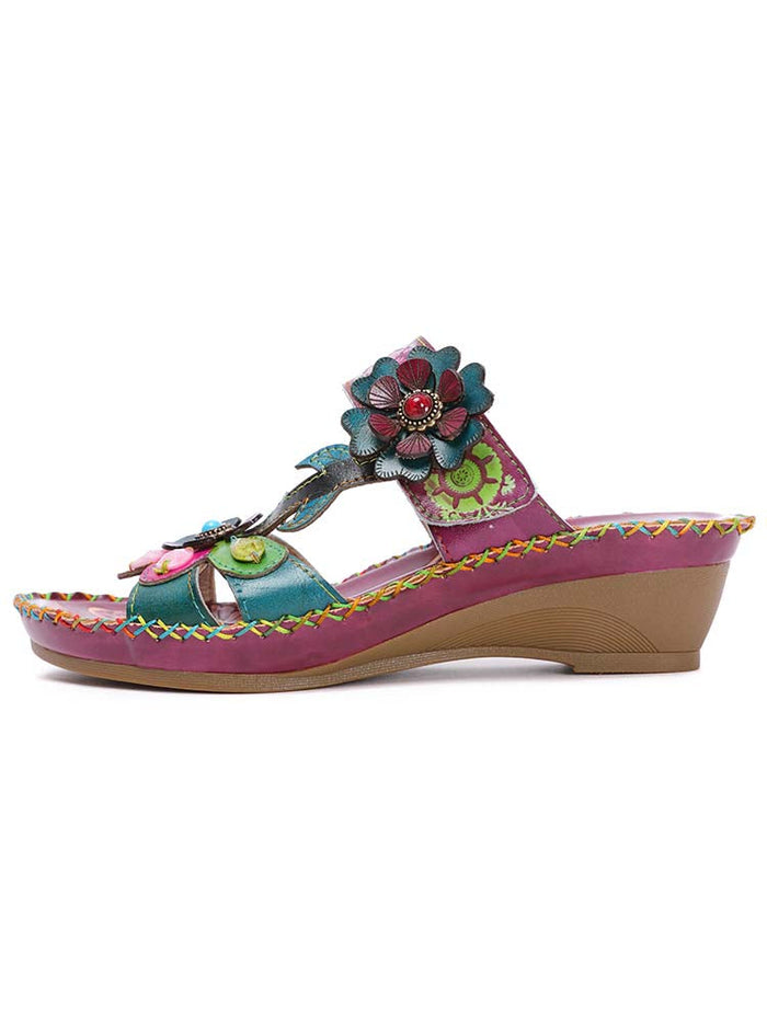 Valery Retro Floral Embossing Slippers