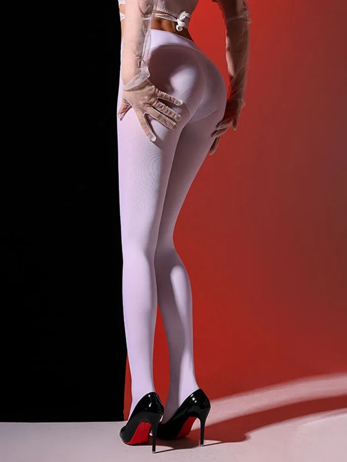 White 80D velvet seamless sculpting tights women FTF Market UK