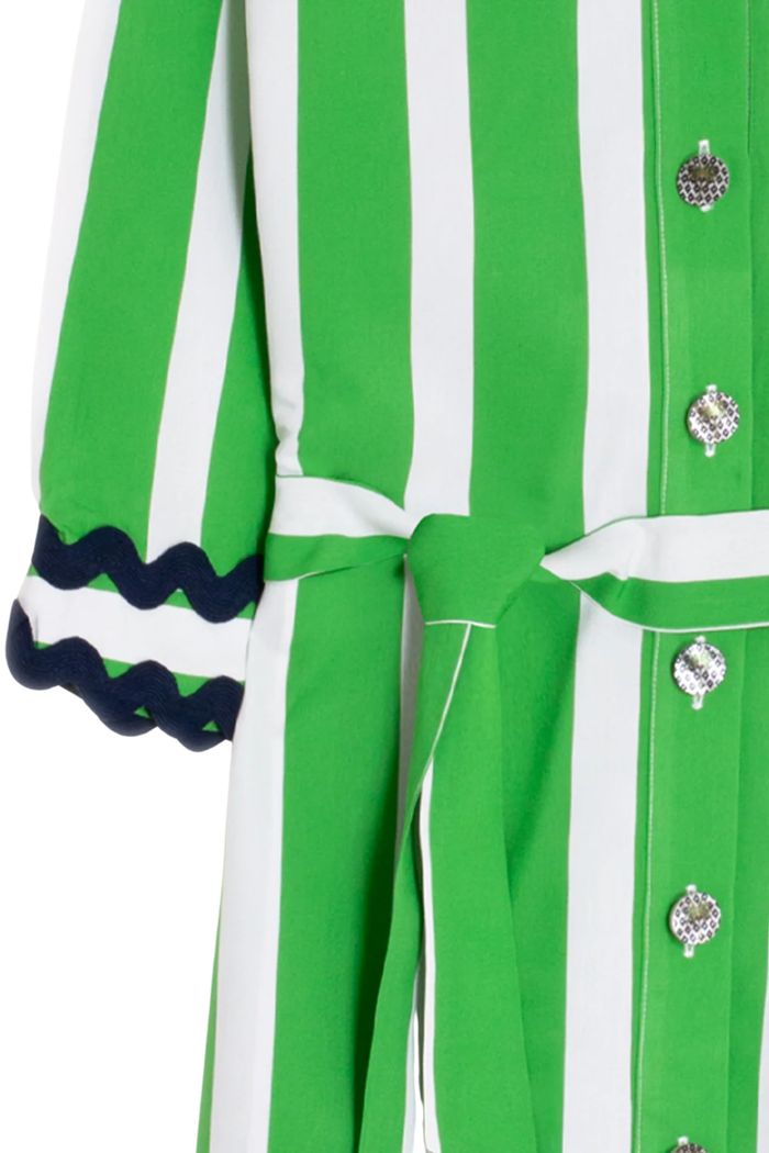 Vilagallo 33401 Green Striped Shirt Dress by Vilagallo with button detail and belt, shop Vilagallo at Dotique.