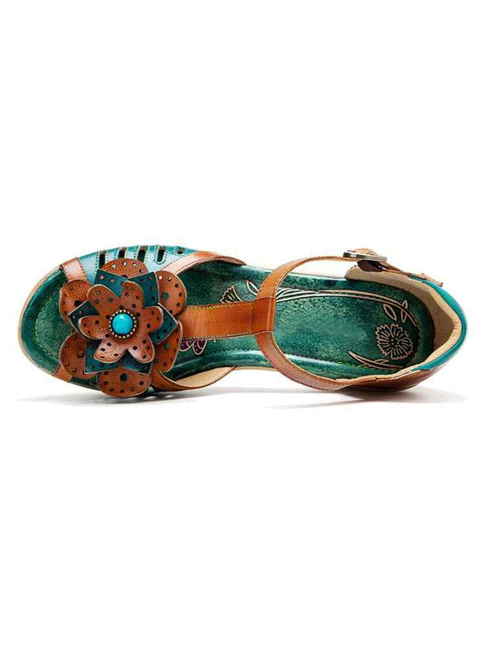 Vintage Handmade Fish Mouth Floral Sandals
