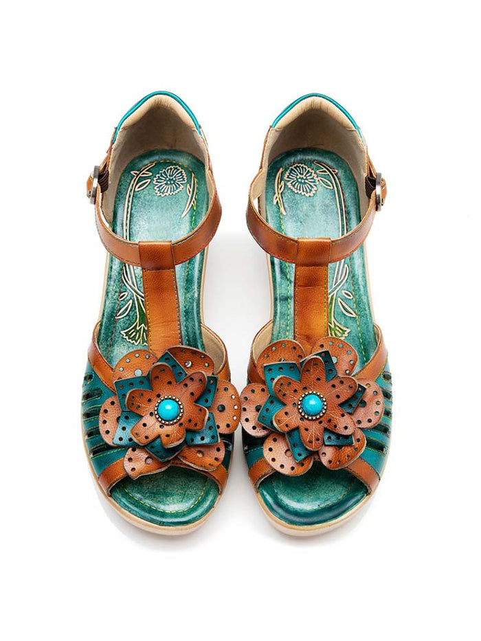 Vintage Handmade Fish Mouth Floral Sandals