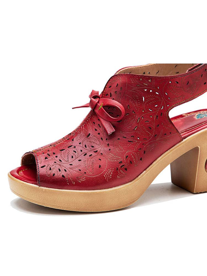 Vintage Handmade Fish Mouth Hollow Sandals
