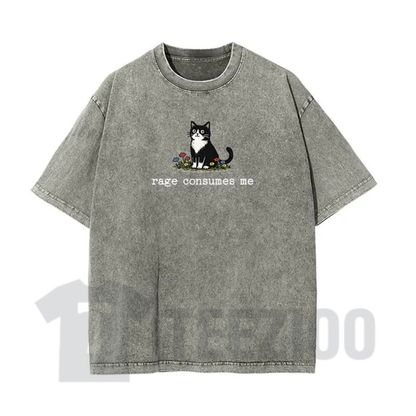 Vintage Washed "Rage" Cat Meme T-Shirt