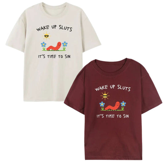 "Wake Up Slts" Funny Animal T-Shirt – Viral Meme Graphic Tee, Premium 100% Cotton Ironic Animal Top, Made in USA - Teezioo