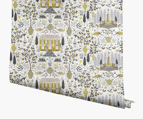 Camont Wallpaper - Linen & Metallic Gold