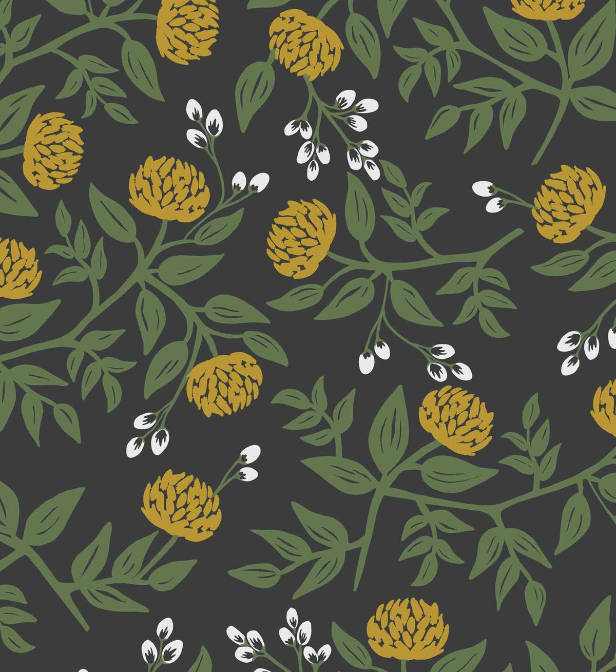 Peonies Wallpaper - Black & Metallic Gold